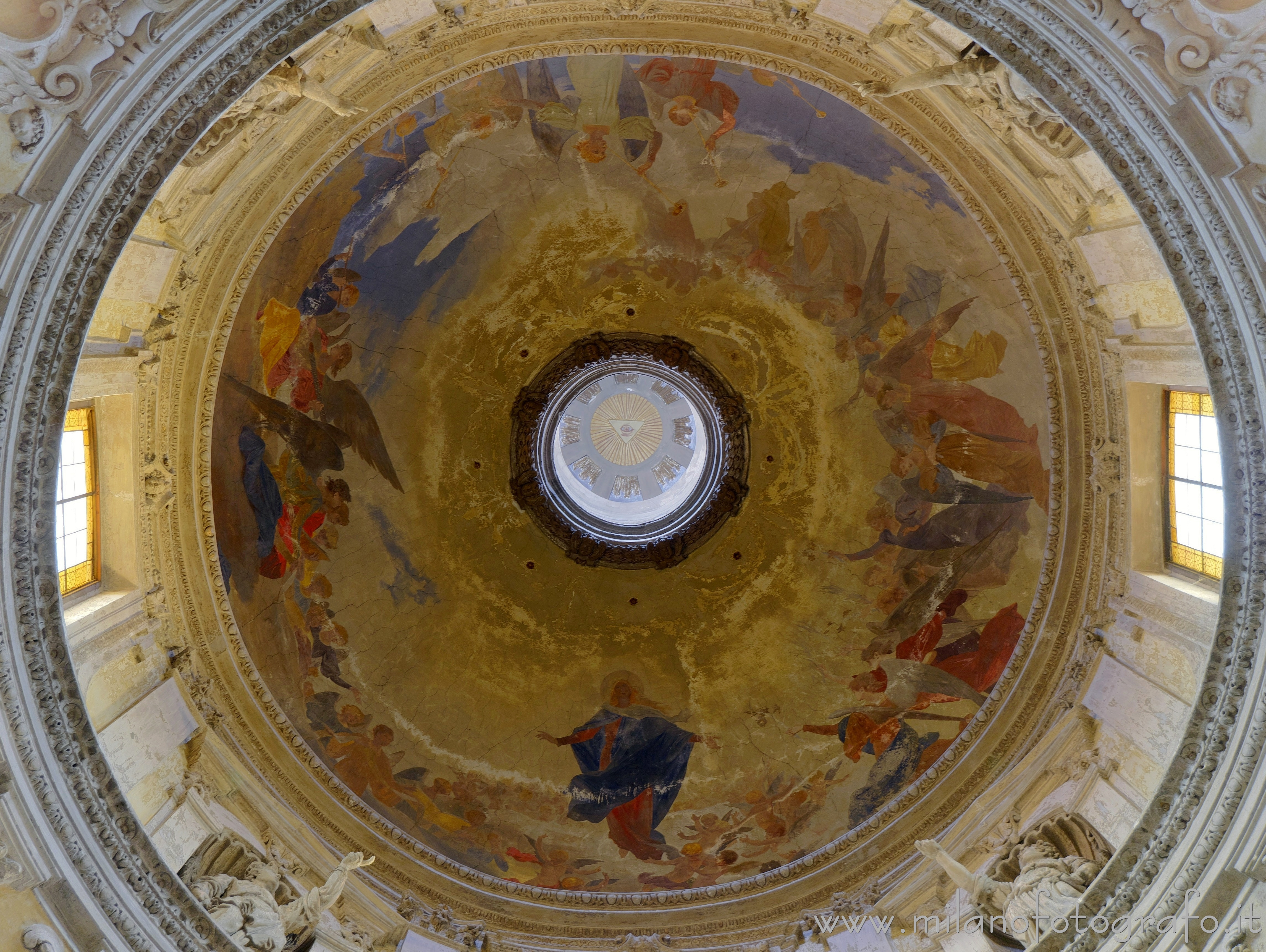 Milan (Italy) - Frescoed dome cap of the Church of Santa Maria alla Porta